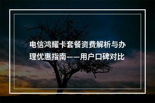 电信鸿耀卡套餐资费解析与办理优惠指南——用户口碑对比