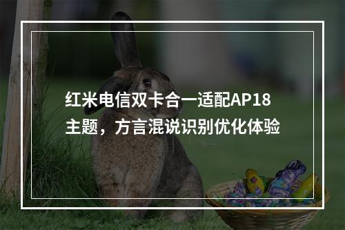 红米电信双卡合一适配AP18主题，方言混说识别优化体验
