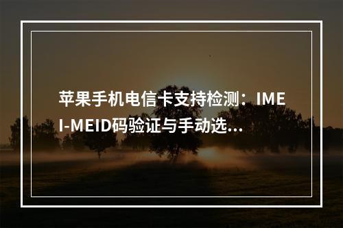 苹果手机电信卡支持检测：IMEI-MEID码验证与手动选网方法