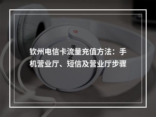 钦州电信卡流量充值方法：手机营业厅、短信及营业厅步骤