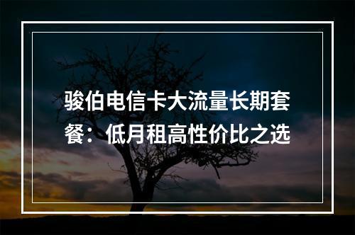 骏伯电信卡大流量长期套餐：低月租高性价比之选