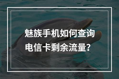 魅族手机如何查询电信卡剩余流量？
