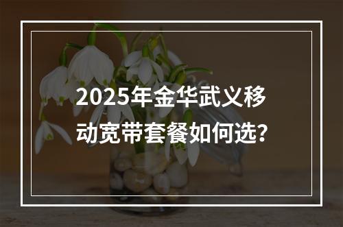2025年金华武义移动宽带套餐如何选？