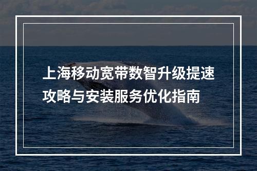 上海移动宽带数智升级提速攻略与安装服务优化指南