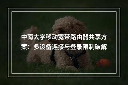 中南大学移动宽带路由器共享方案：多设备连接与登录限制破解