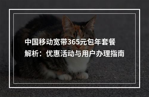 中国移动宽带365元包年套餐解析：优惠活动与用户办理指南