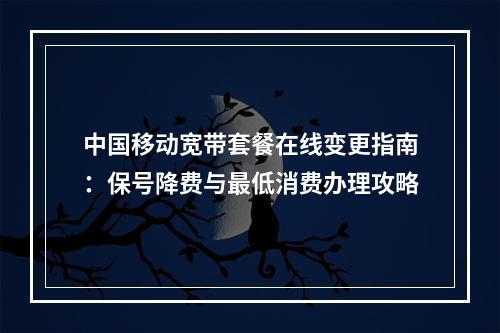 中国移动宽带套餐在线变更指南：保号降费与最低消费办理攻略