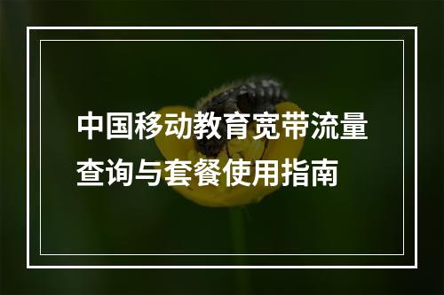 中国移动教育宽带流量查询与套餐使用指南