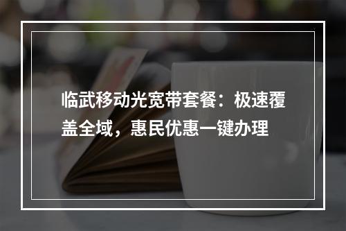 临武移动光宽带套餐：极速覆盖全域，惠民优惠一键办理