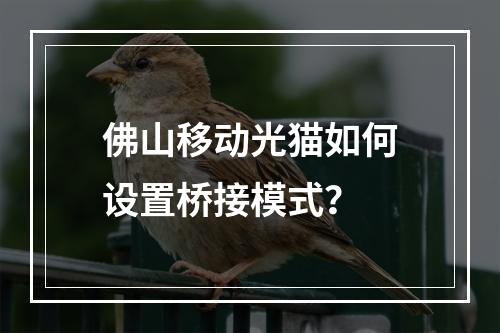 佛山移动光猫如何设置桥接模式？