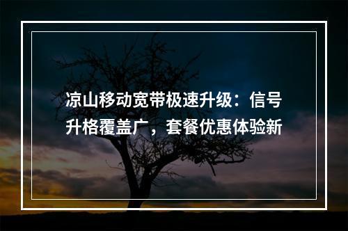 凉山移动宽带极速升级：信号升格覆盖广，套餐优惠体验新