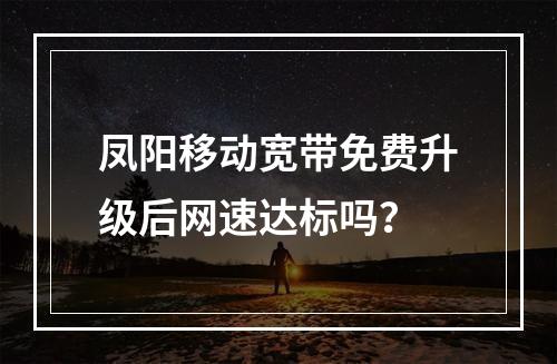 凤阳移动宽带免费升级后网速达标吗？