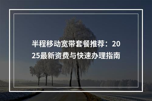 半程移动宽带套餐推荐：2025最新资费与快速办理指南