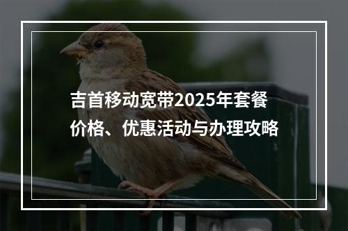 吉首移动宽带2025年套餐价格、优惠活动与办理攻略