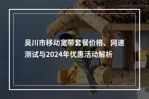 吴川市移动宽带套餐价格、网速测试与2024年优惠活动解析