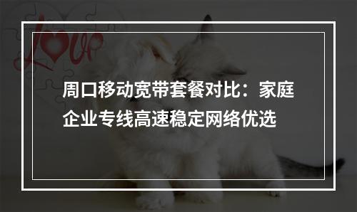 周口移动宽带套餐对比：家庭企业专线高速稳定网络优选