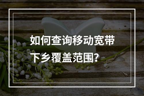 如何查询移动宽带下乡覆盖范围？