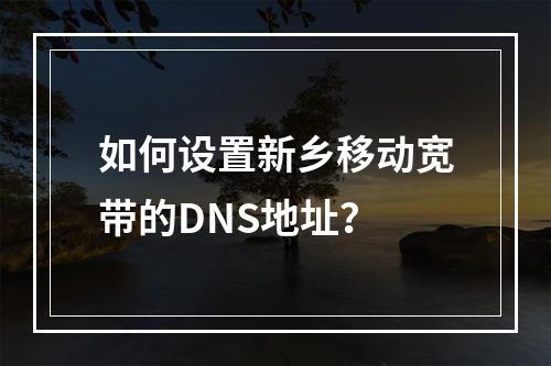 如何设置新乡移动宽带的DNS地址？