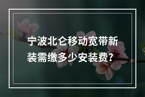 宁波北仑移动宽带新装需缴多少安装费？