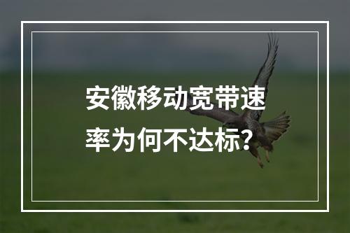 安徽移动宽带速率为何不达标？