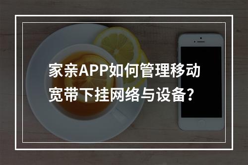 家亲APP如何管理移动宽带下挂网络与设备？