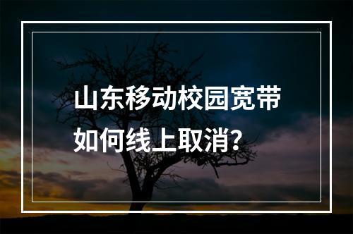 山东移动校园宽带如何线上取消？