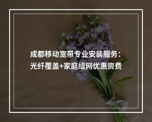 成都移动宽带专业安装服务：光纤覆盖+家庭组网优惠资费