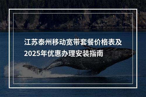 江苏泰州移动宽带套餐价格表及2025年优惠办理安装指南