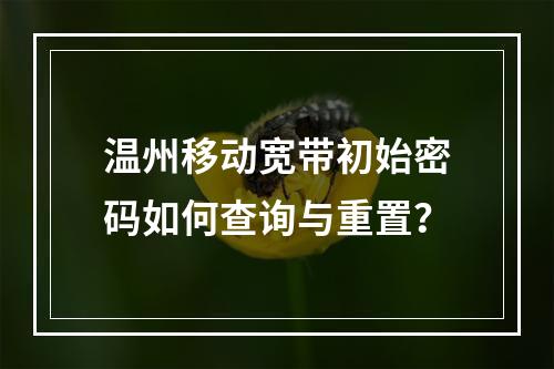 温州移动宽带初始密码如何查询与重置？