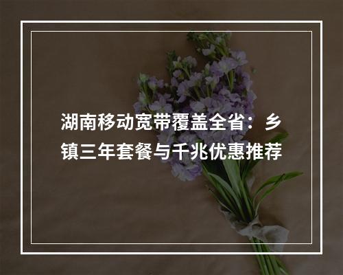 湖南移动宽带覆盖全省：乡镇三年套餐与千兆优惠推荐