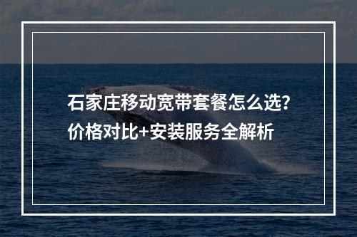 石家庄移动宽带套餐怎么选？价格对比+安装服务全解析