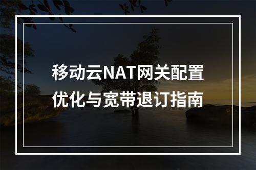 移动云NAT网关配置优化与宽带退订指南