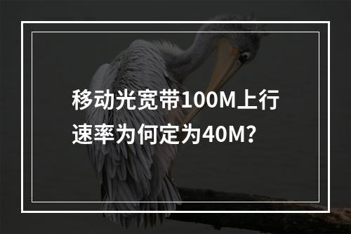 移动光宽带100M上行速率为何定为40M？