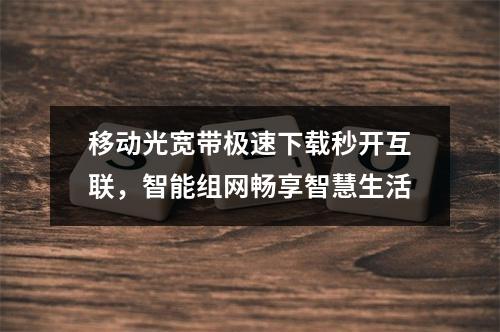 移动光宽带极速下载秒开互联，智能组网畅享智慧生活