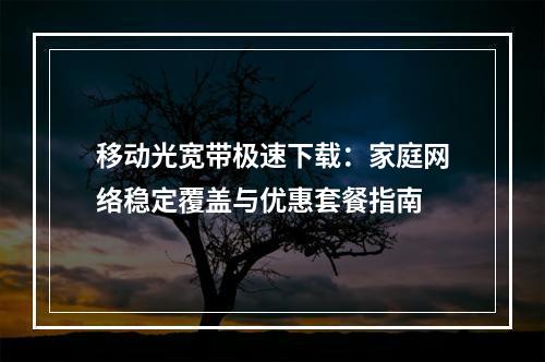 移动光宽带极速下载：家庭网络稳定覆盖与优惠套餐指南