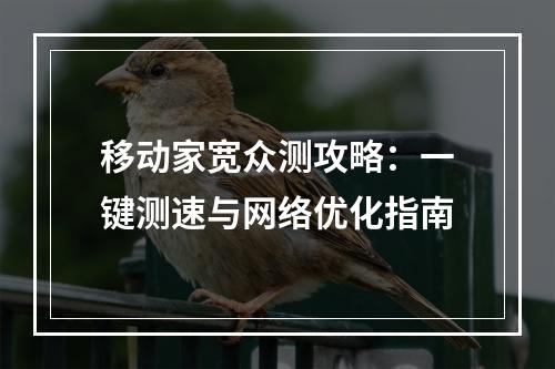 移动家宽众测攻略：一键测速与网络优化指南