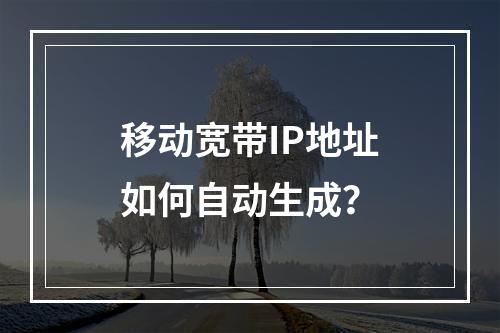 移动宽带IP地址如何自动生成？
