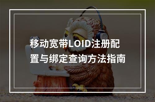 移动宽带LOID注册配置与绑定查询方法指南