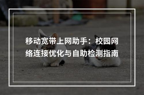 移动宽带上网助手：校园网络连接优化与自助检测指南