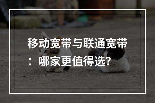 移动宽带与联通宽带：哪家更值得选？