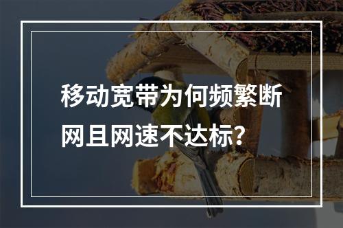移动宽带为何频繁断网且网速不达标？