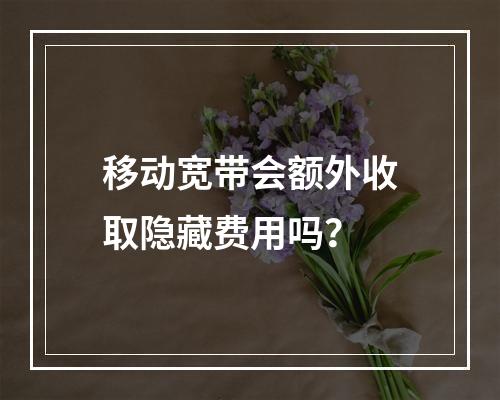 移动宽带会额外收取隐藏费用吗？