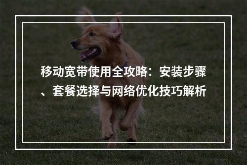 移动宽带使用全攻略：安装步骤、套餐选择与网络优化技巧解析