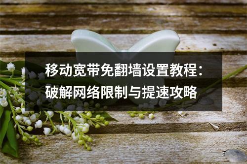 移动宽带免翻墙设置教程：破解网络限制与提速攻略