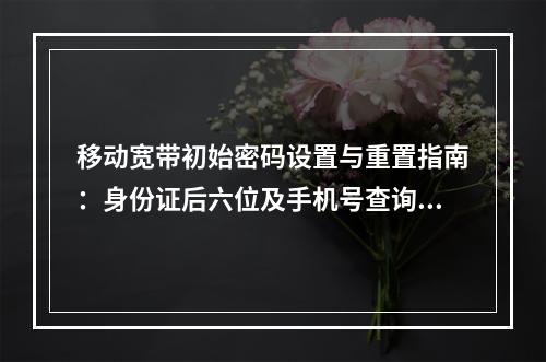 移动宽带初始密码设置与重置指南：身份证后六位及手机号查询方法