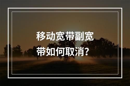 移动宽带副宽带如何取消？