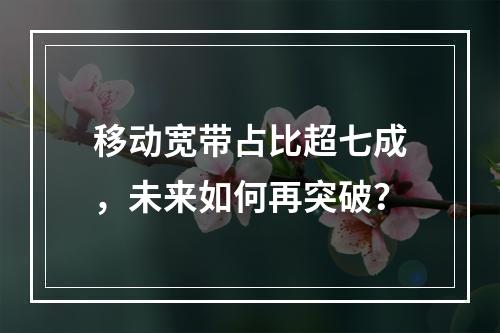 移动宽带占比超七成，未来如何再突破？