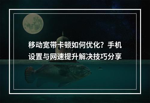 移动宽带卡顿如何优化？手机设置与网速提升解决技巧分享