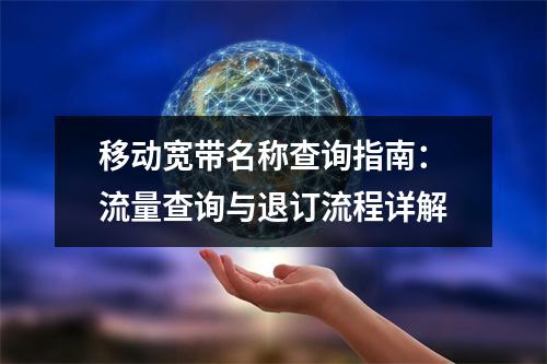 移动宽带名称查询指南：流量查询与退订流程详解