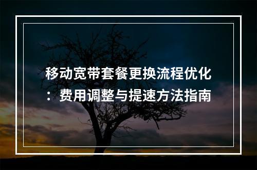 移动宽带套餐更换流程优化：费用调整与提速方法指南
